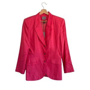 COLLECTION POINT OF VIEW PINK LINEN BLAZER VINTAGE SIZE 10